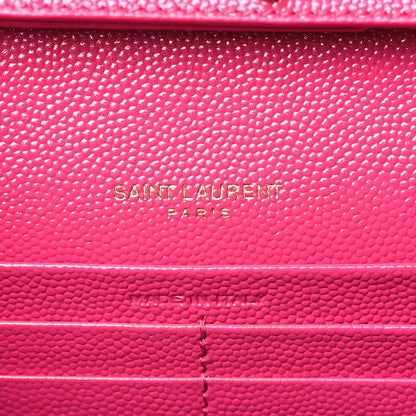 Saint Laurent Grain De Poudre Matelasse Chevron Monogram Chain Wallet Bubblegum 6 of 10