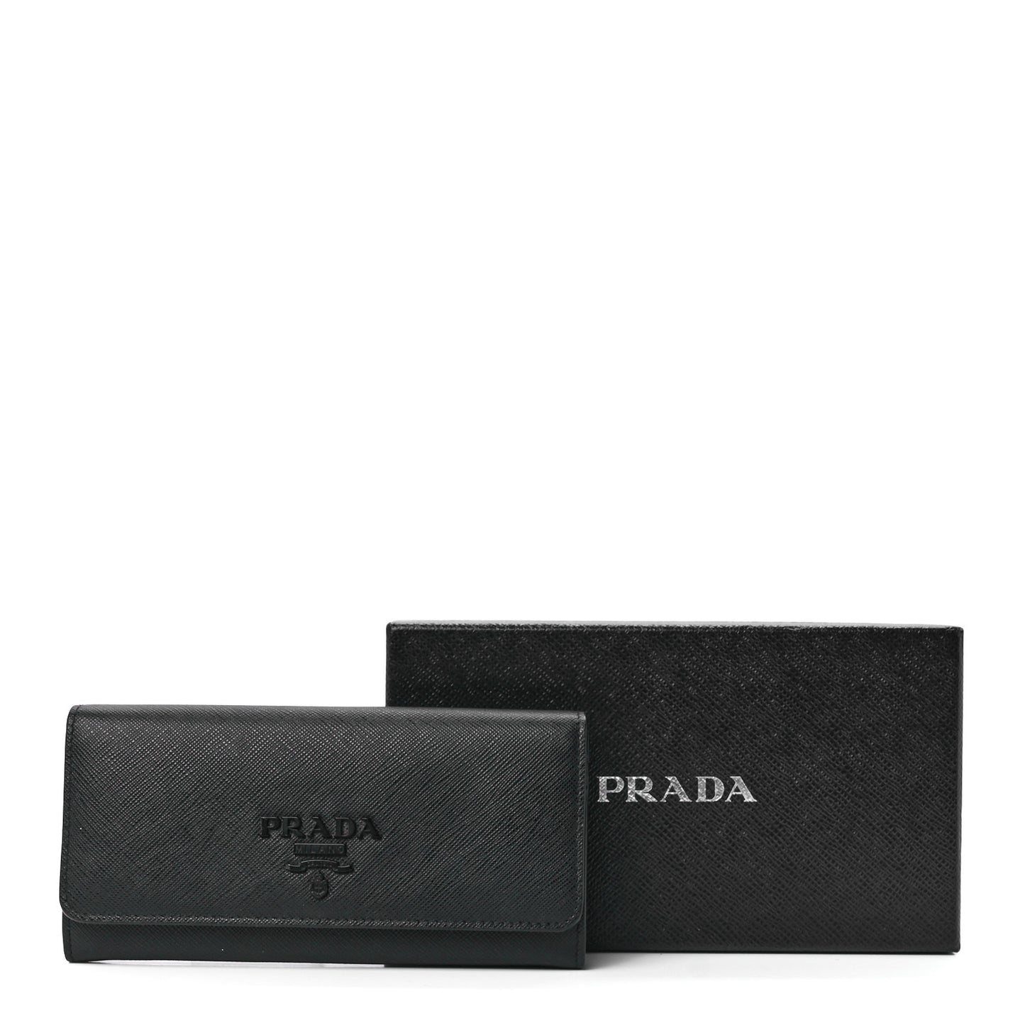 Saffiano Metal Continental Flap Wallet Black
