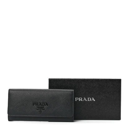 Prada Saffiano Metal Continental Flap Wallet Black 14 of 14