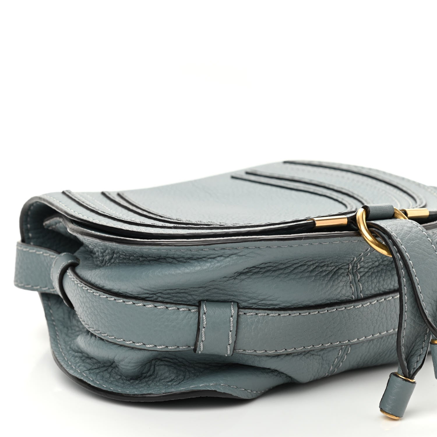 Chloe Calfskin Mini Marcie Round Crossbody Bag Rainy Blue 8 of 10