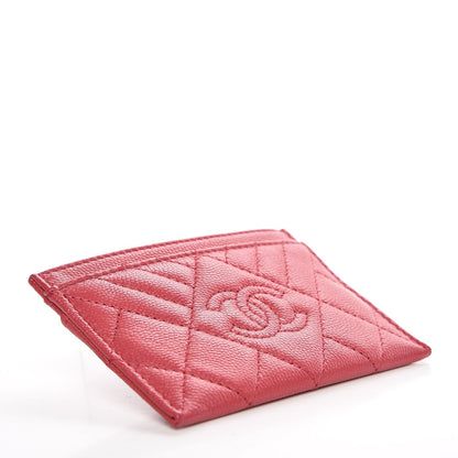 Chanel Caviar Quilted Diamond CC Duo Card Holder Dark Pink 5 of 10
