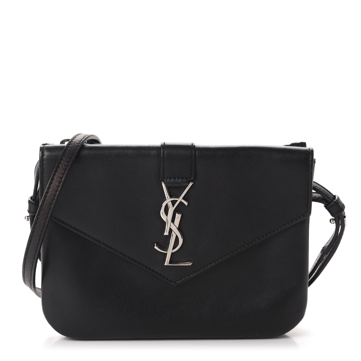 Saint Laurent Calfskin Monogram Tri Pocket Crossbody Bag Black 1 of 11