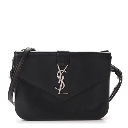 Saint Laurent Calfskin Monogram Tri Pocket Crossbody Bag Black 1 of 11