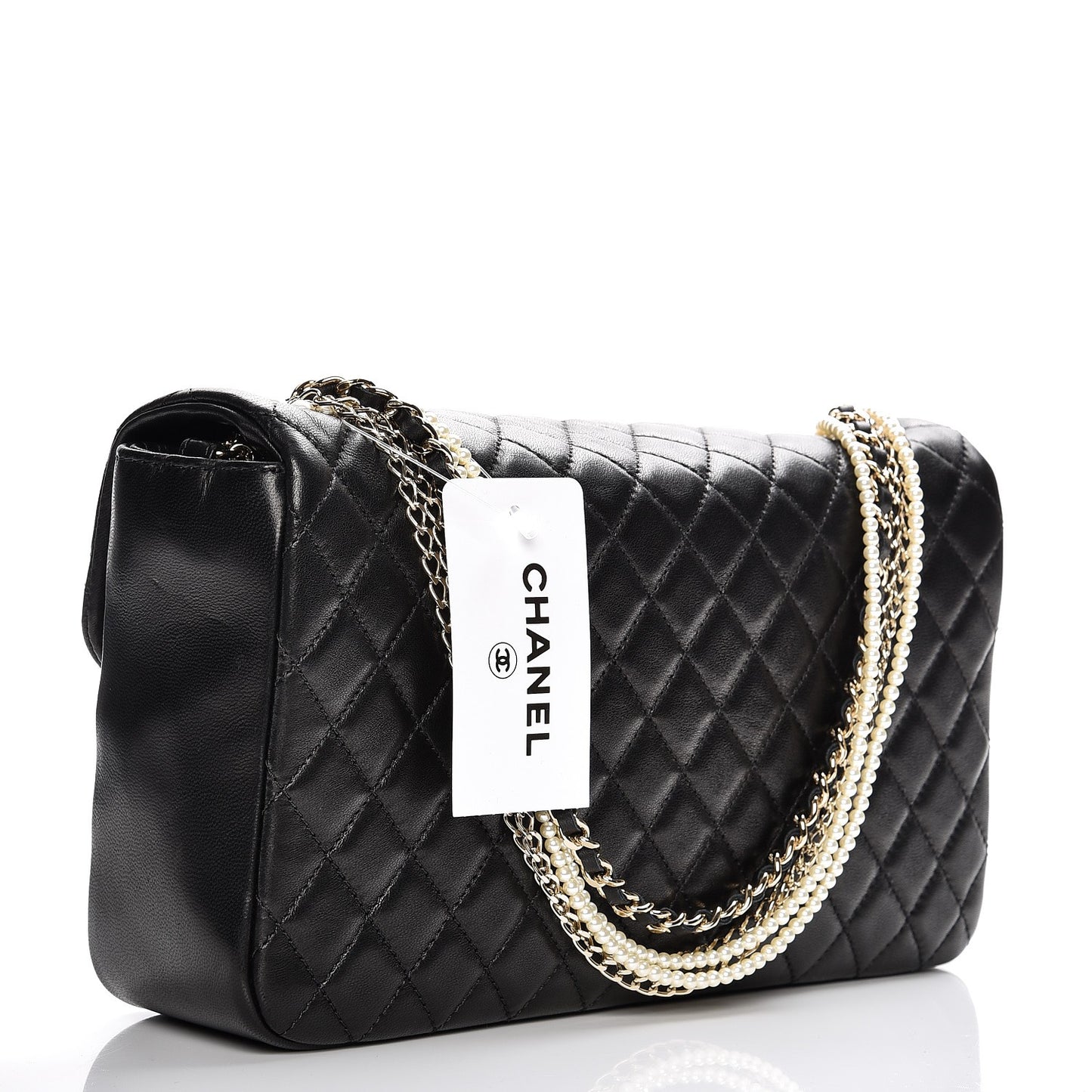 Lambskin Quilted Medium Westminster Pearl Flap Black