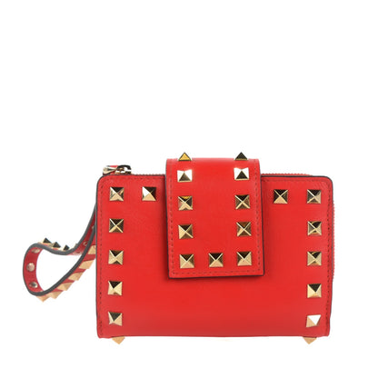 Valentino Garavani Calfskin Rockstud Wristlet Wallet Phone Case Deep Orange 1 of 8