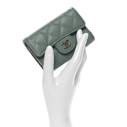 Chanel Caviar Quilted Classic 4 Key Holder Wallet Light Green 2 of 10