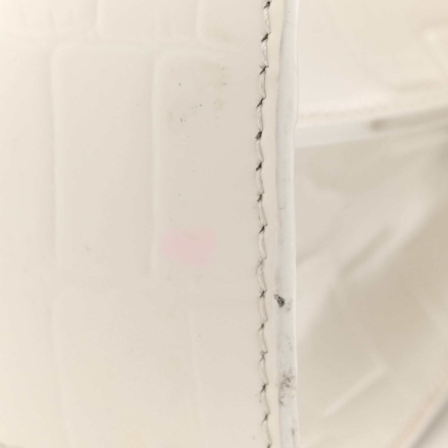 Semi Shiny Calfskin Crocodile Embossed Neo Classic Silver Hardware Mini City White