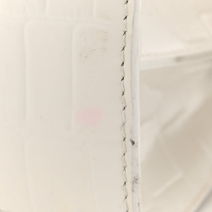 Balenciaga Semi Shiny Calfskin Crocodile Embossed Neo Classic Silver Hardware Mini City White 11 of 17