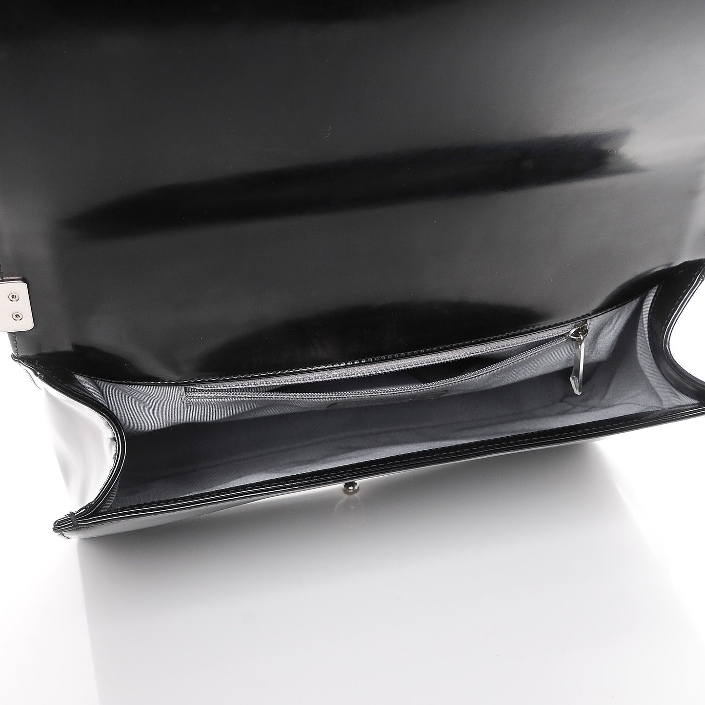 Glazed Calfskin Large Boy Flap Black