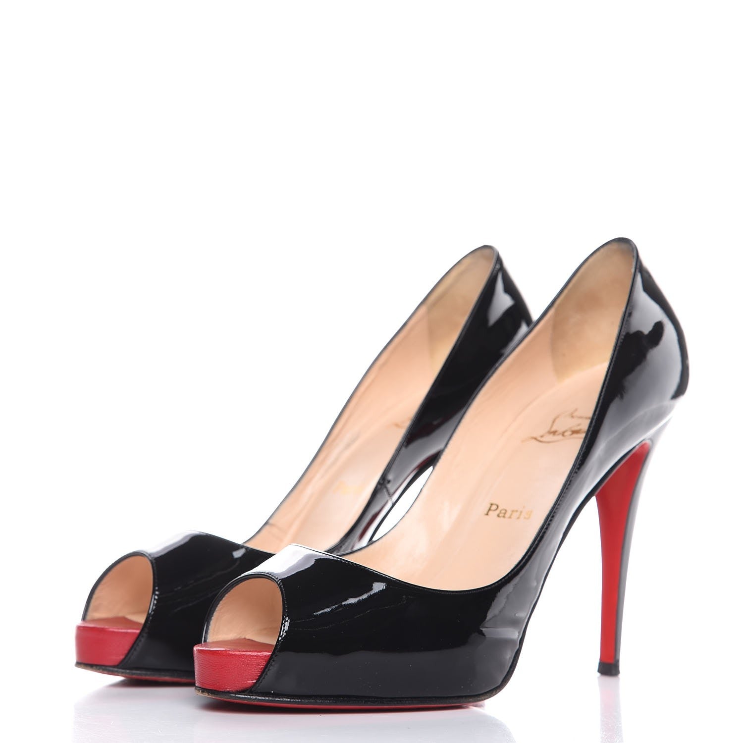 Christian Louboutin Patent Very Prive 120 Pumps 41 Black Red 3 of 10