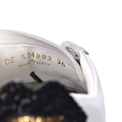 Saint Laurent Calfskin Glitter Signature Court Lips Sneakers 36 Optic White 8 of 10