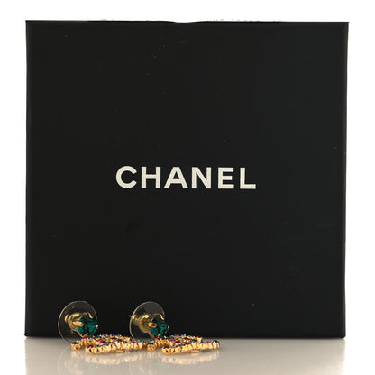 Chanel Crystal Over The Rainbow CC Drop Earrings Gold Multicolor 5 of 5