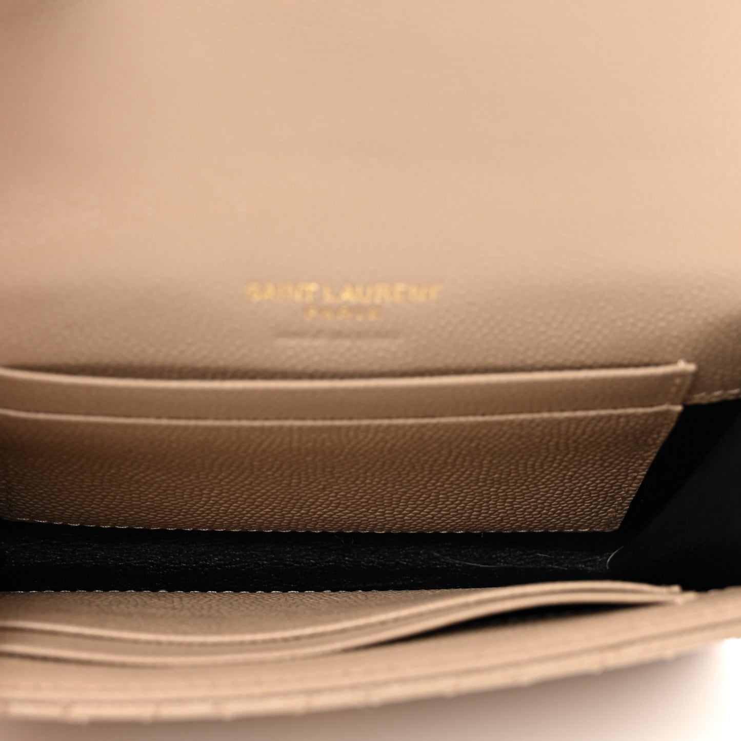 Grain De Poudre Textured Mixed Matelasse Triquilt Small Monogram Envelope Wallet Dark Beige