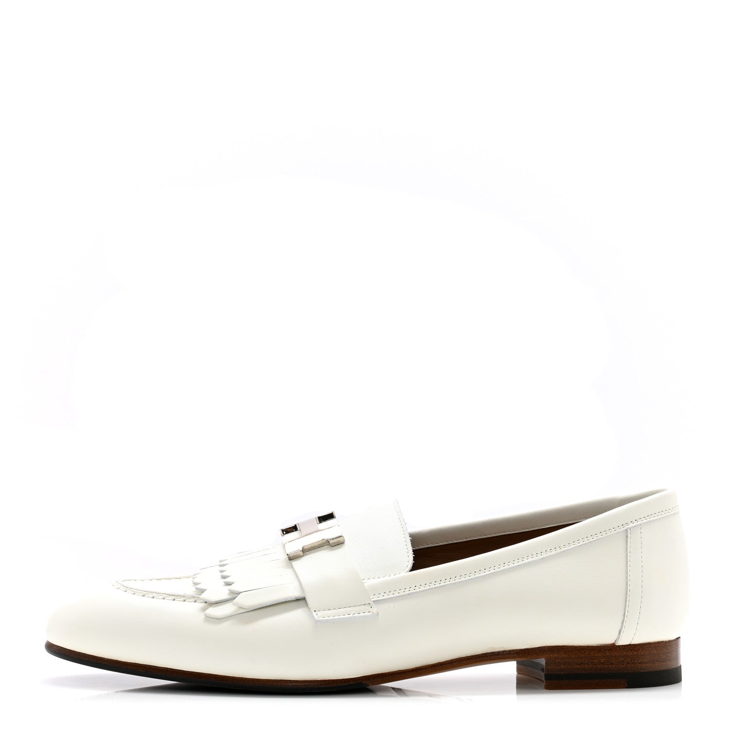 Hermes Calfskin Womens Royal Loafers 38 White 1 of 13