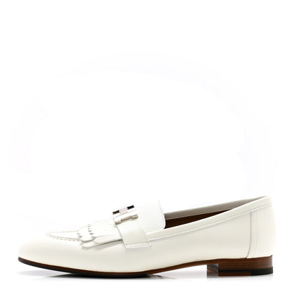 Hermes Calfskin Womens Royal Loafers 38 White 1 of 13