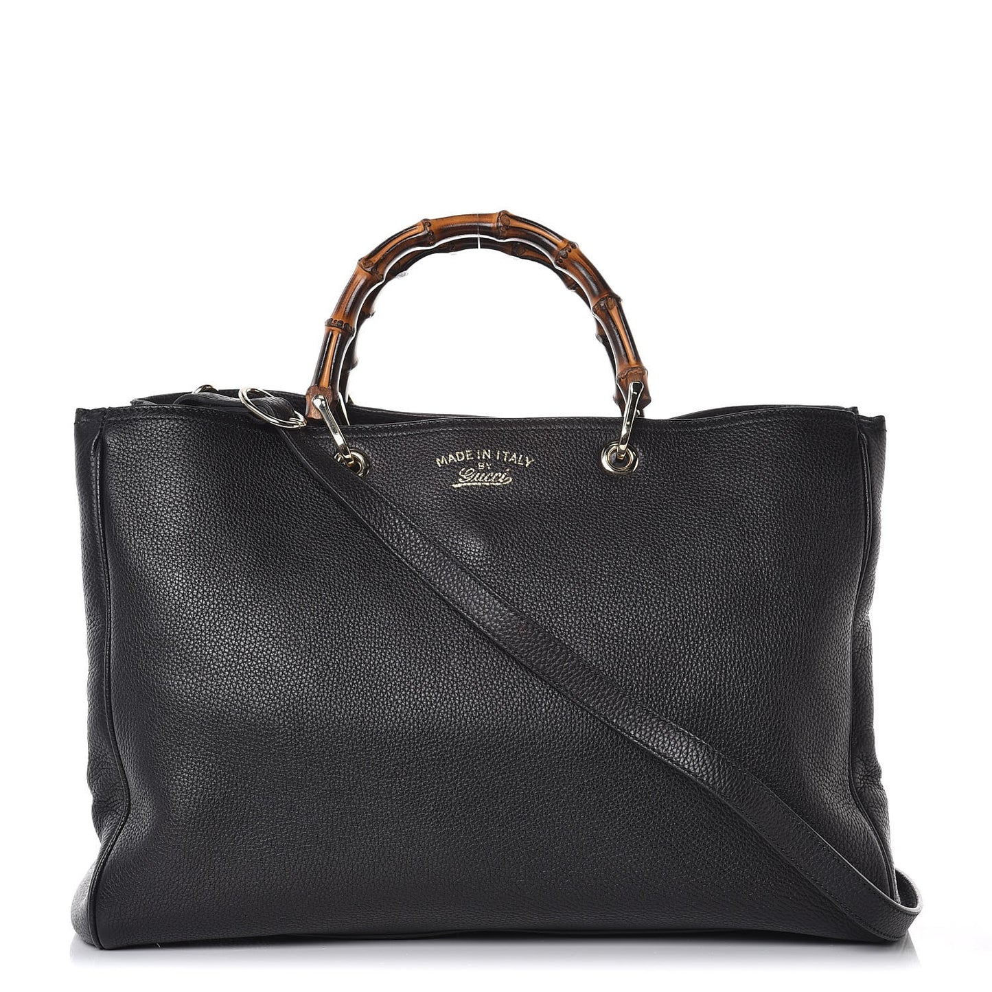 Calfskin Large Bamboo Shopper Tote Black