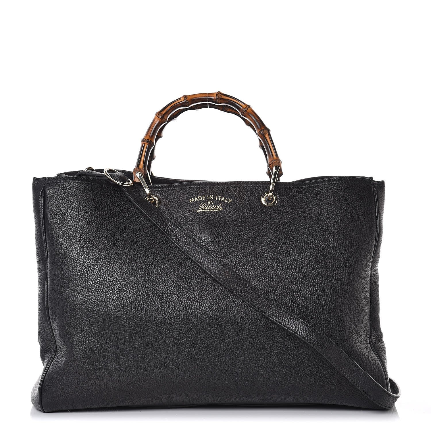 Gucci Calfskin Large Bamboo Shopper Tote Black 1 of 9