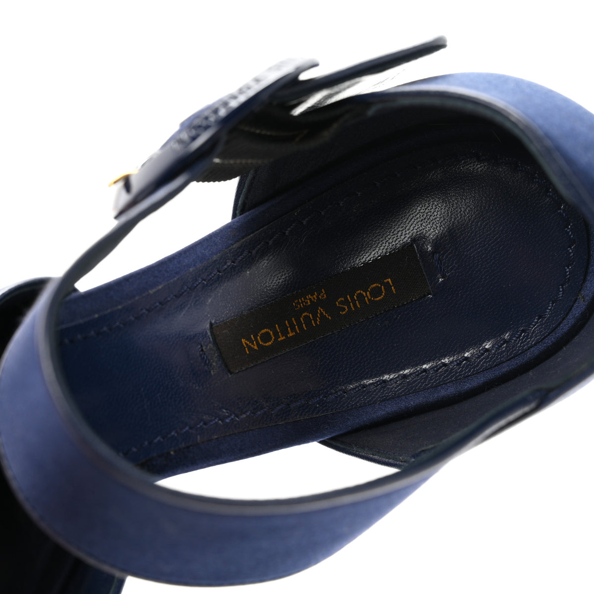 Louis Vuitton Satin Florida Platform Sandal  38 Navy 8 of 9
