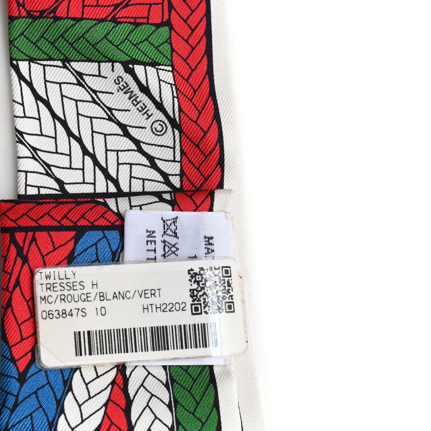 Hermes Silk Tresses H Twilly Rouge White Vert 3 of 3