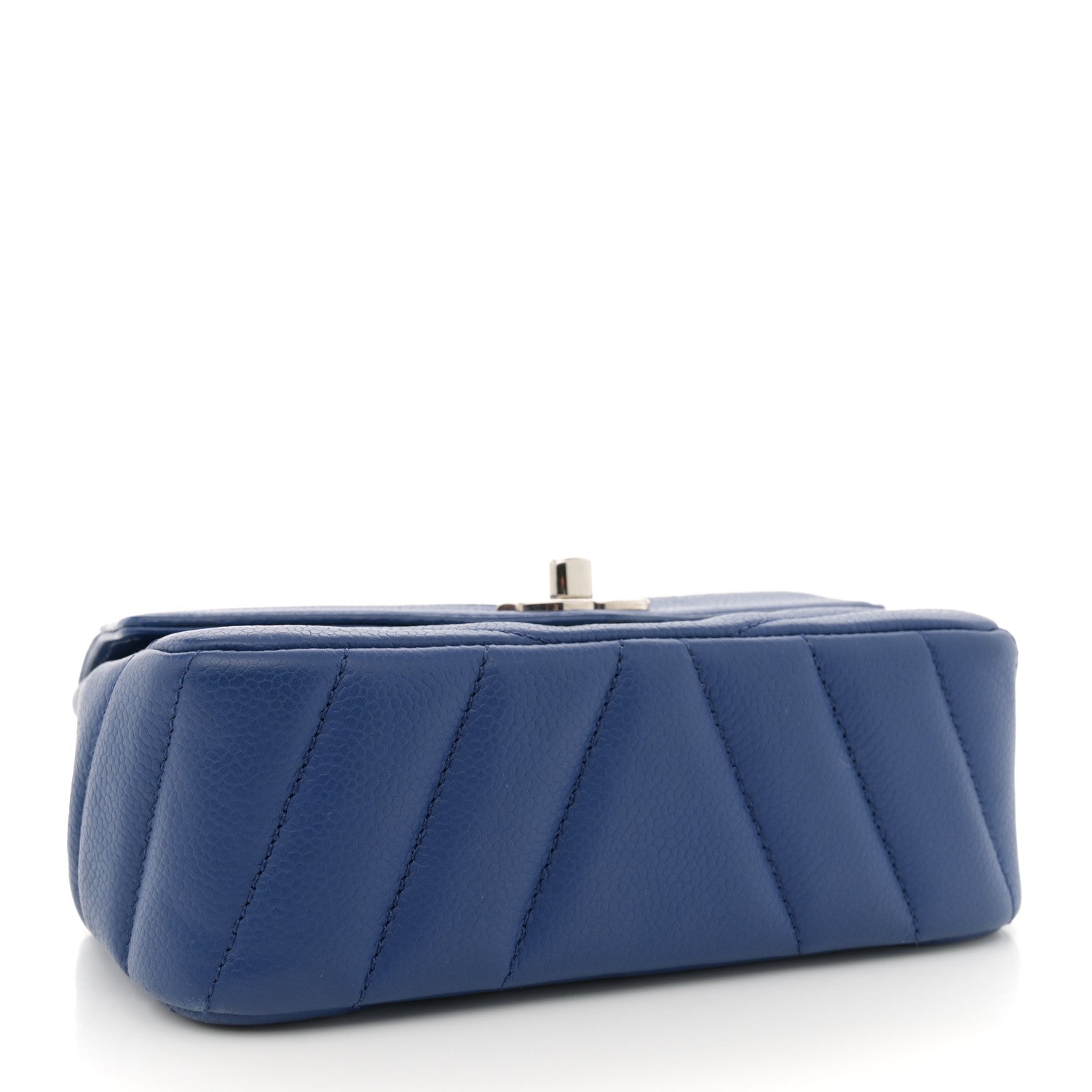 Chanel Caviar Chevron Quilted Small Single Flap Blue 4 of 11