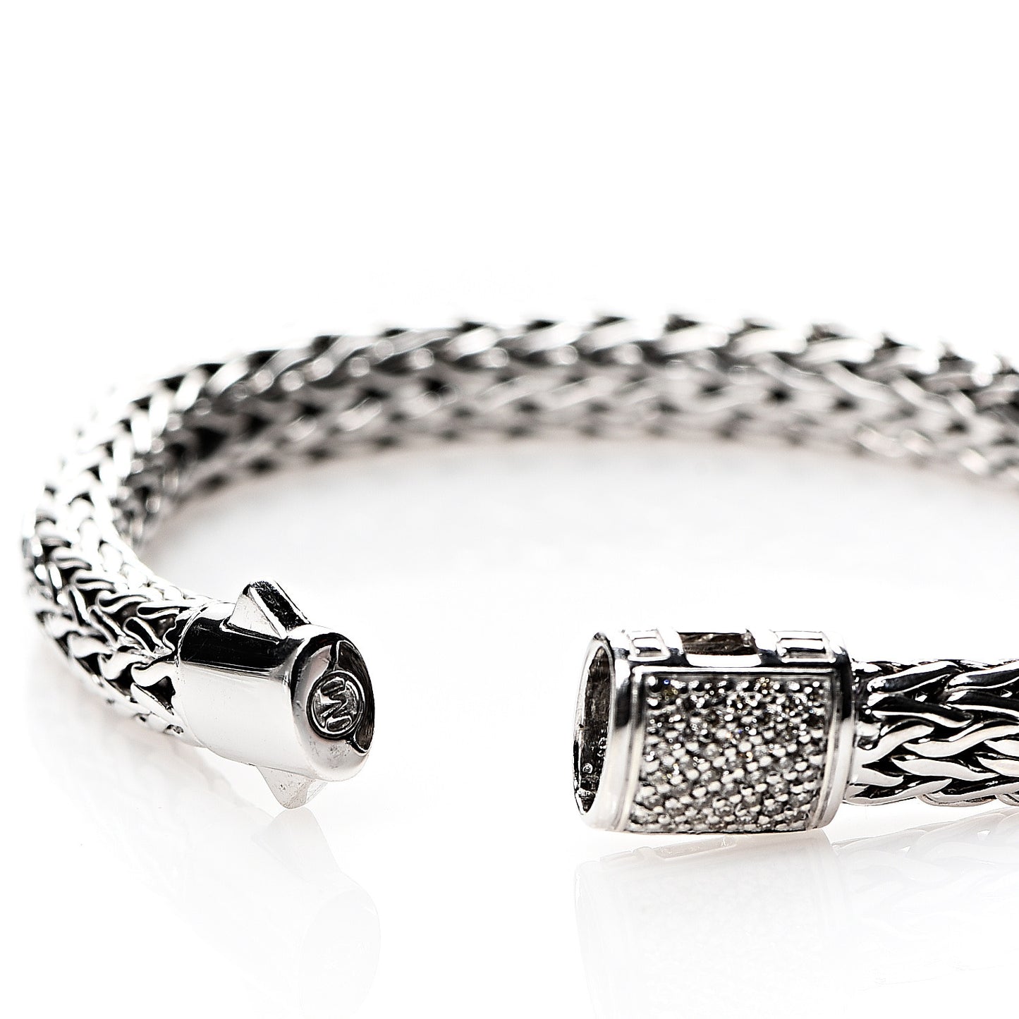 Sterling Silver Diamond 7mm Classic Chain Bracelet M