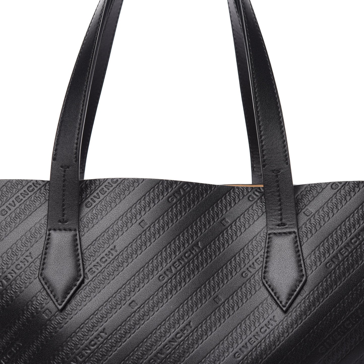 Calfskin Chain Embossed Medium Bond Shopper Tote Black