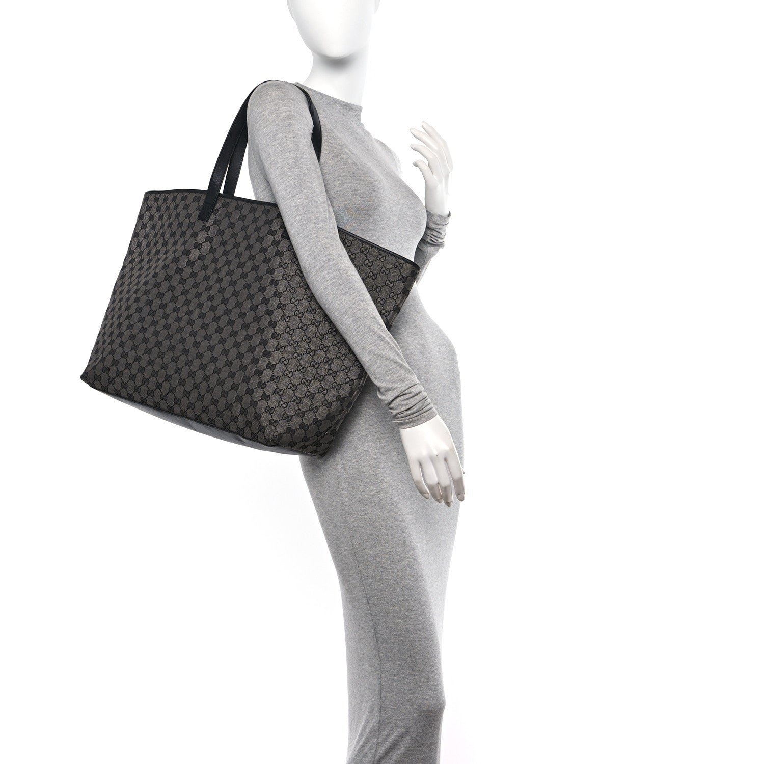 Gucci Metallic Monogram XL Shopper Tote Black 2 of 16