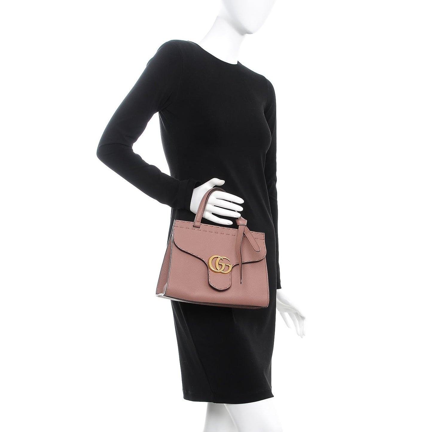 Calfskin Mini GG Marmont Top Handle Bag Rosy Phard