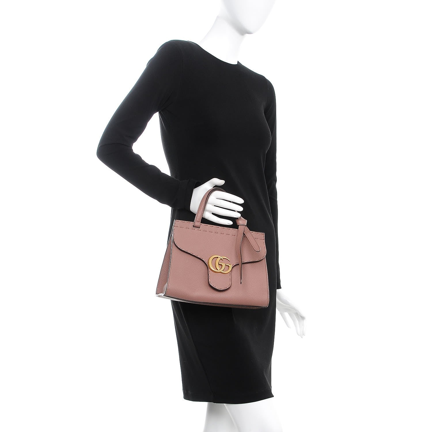 Gucci Calfskin Mini GG Marmont Top Handle Bag Rosy Phard 3 of 9
