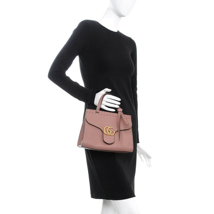 Gucci Calfskin Mini GG Marmont Top Handle Bag Rosy Phard 3 of 9