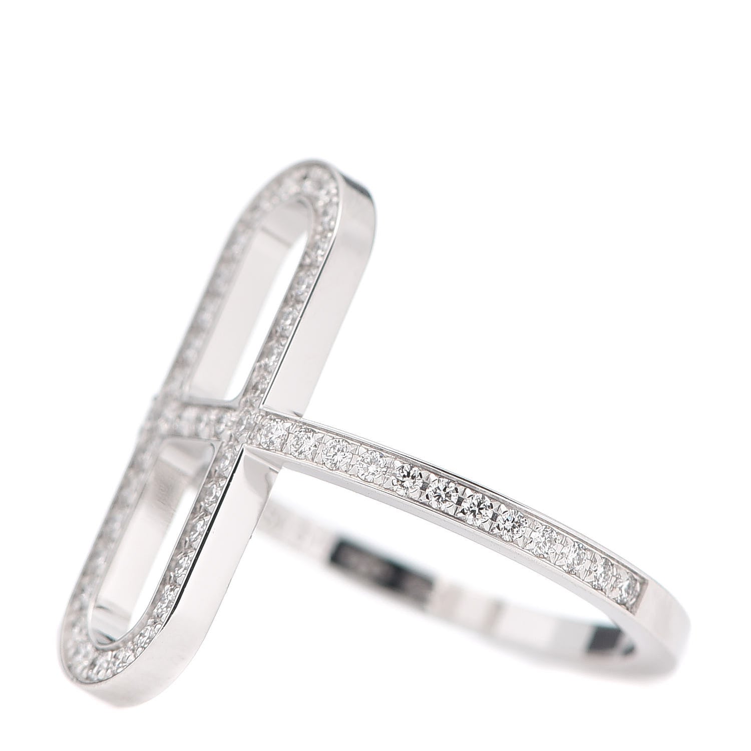 Hermes 18K White Gold Diamond Ever Chaine d'Ancre Ring 51 5.75 3 of 8