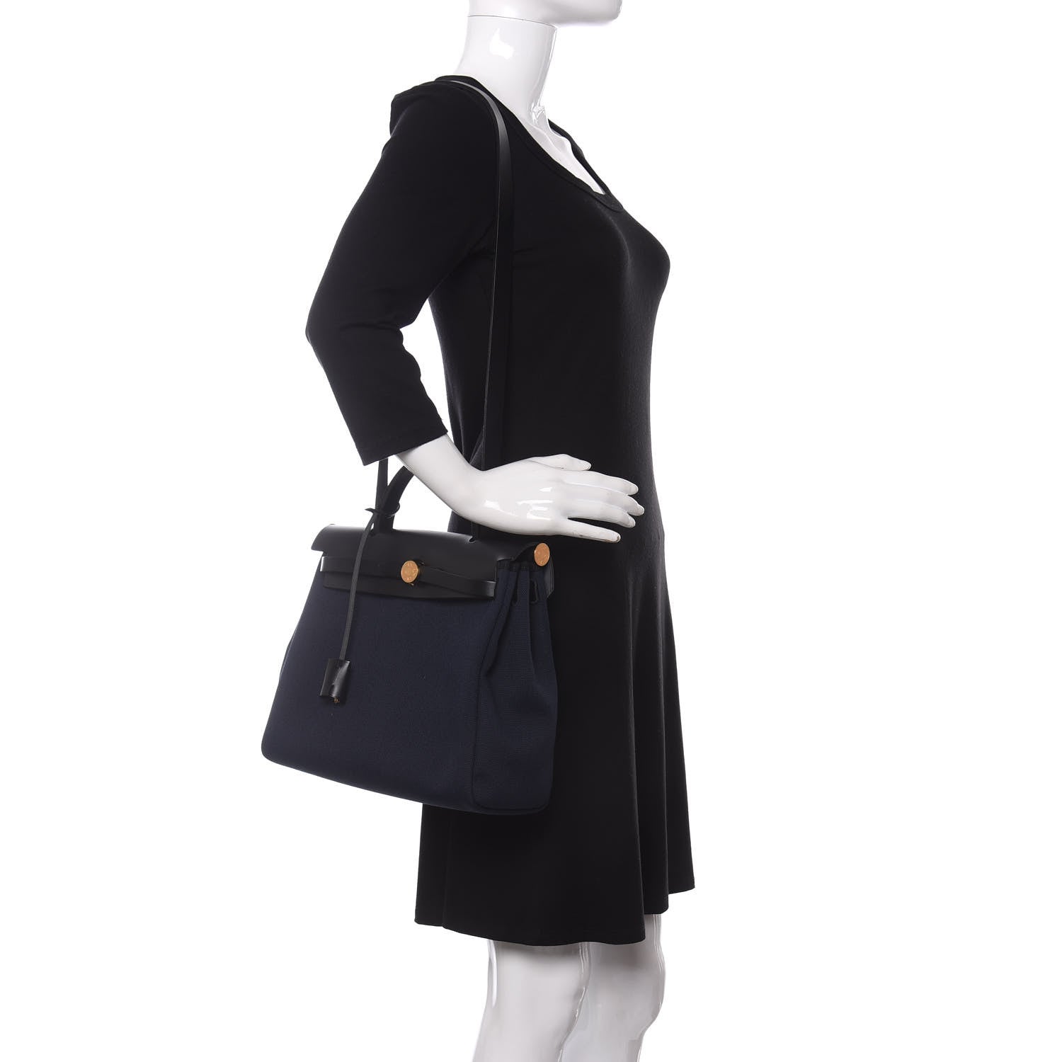 Hermes Toile Vache Hunter Herbag Zip PM 31 Bleu Marine Black 2 of 10