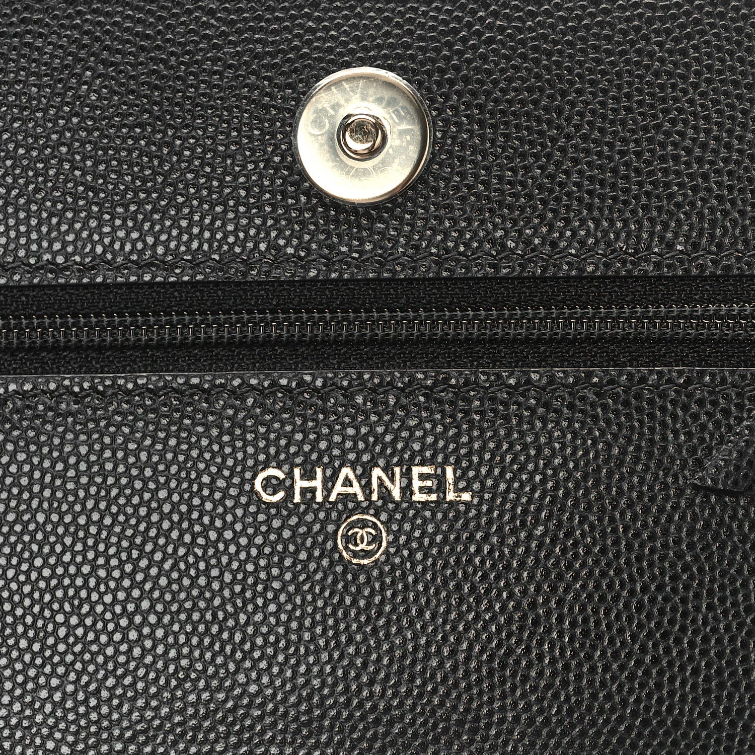 Chanel Caviar Quilted Crystal CC Wallet On Chain WOC Black 6 of 10