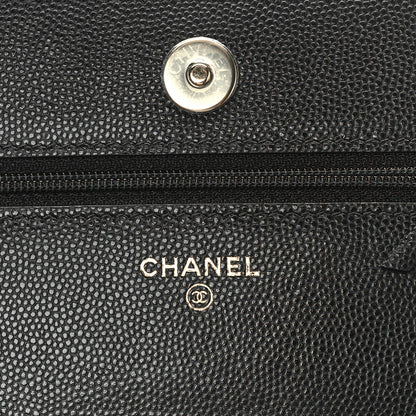 Chanel Caviar Quilted Crystal CC Wallet On Chain WOC Black 6 of 10