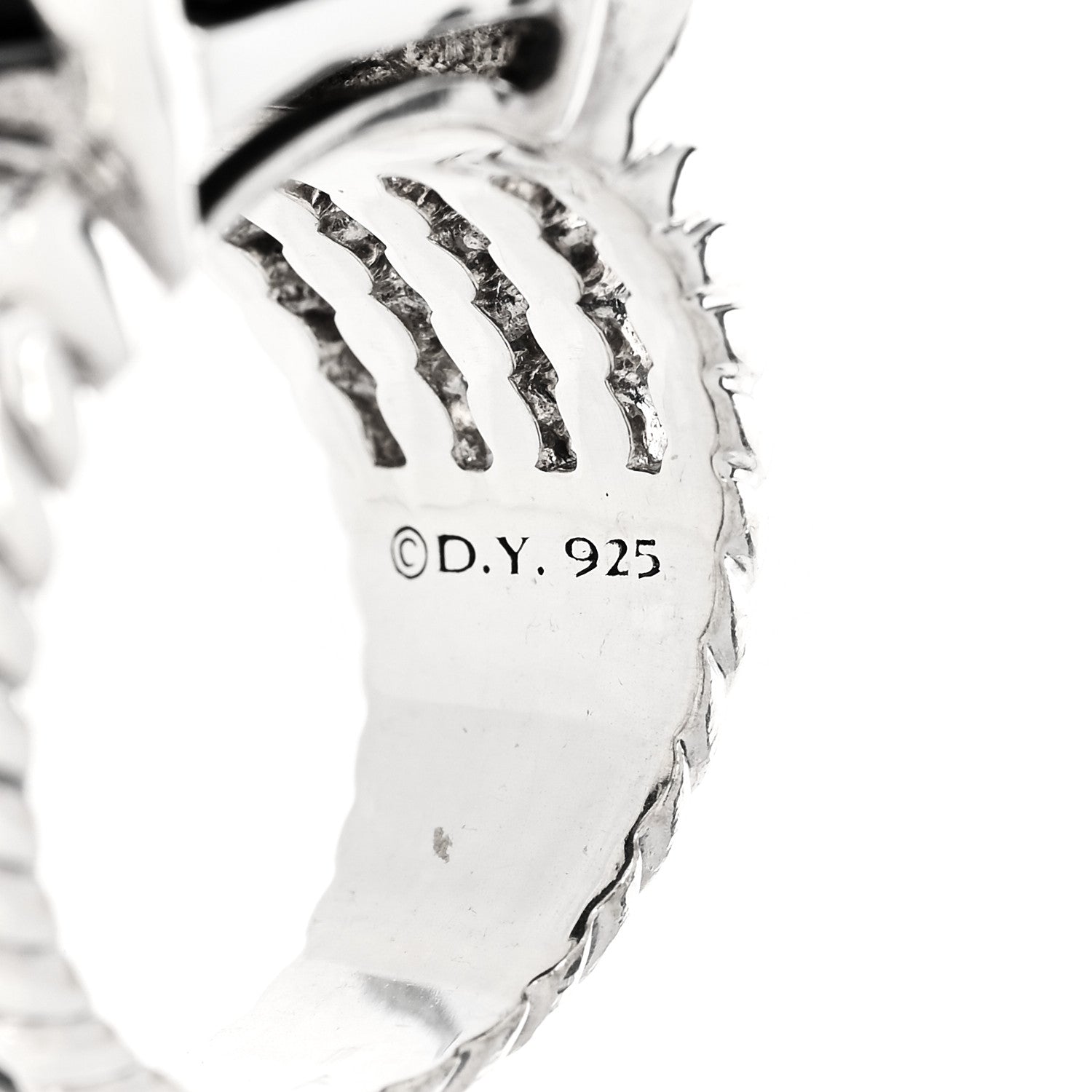 David Yurman Sterling Silver Diamond Black Onyx 20mm Wheaton Ring 54 6.75 5 of 6