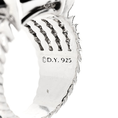 David Yurman Sterling Silver Diamond Black Onyx 20mm Wheaton Ring 54 6.75 5 of 6