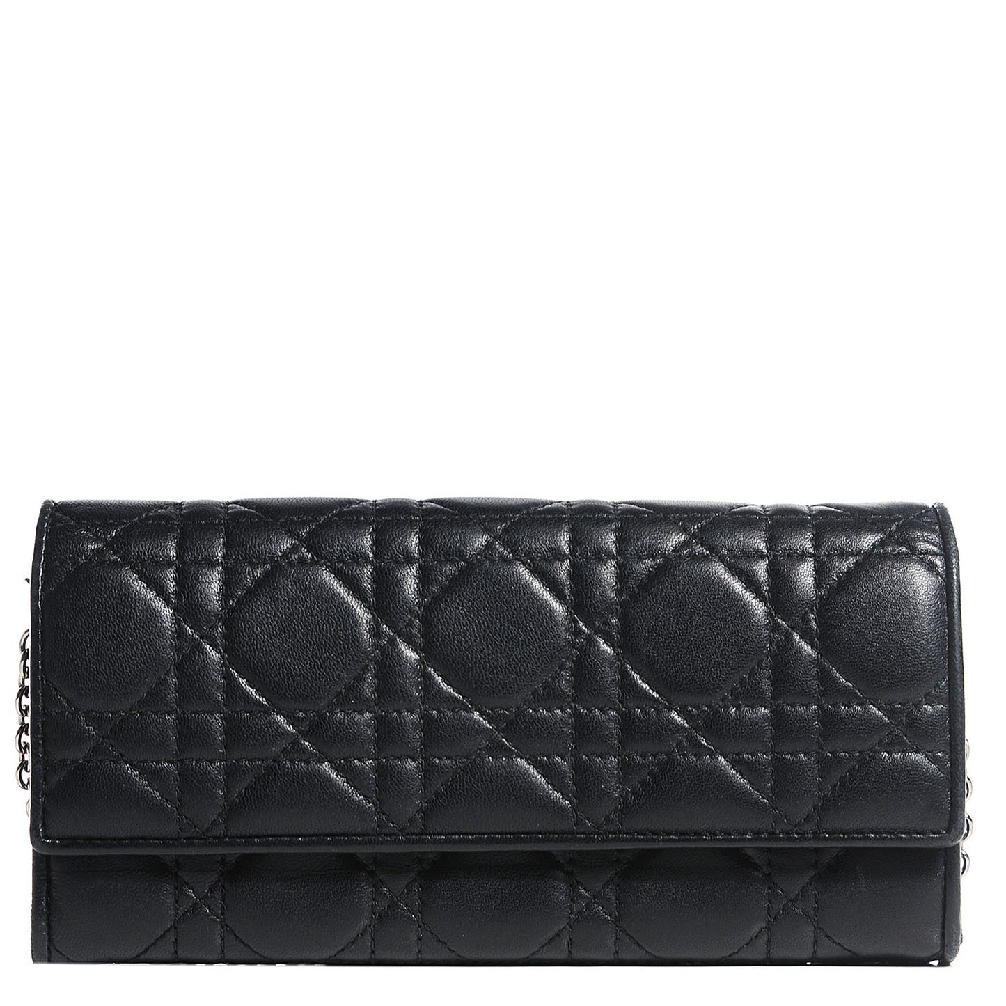 Lambskin Cannage Lady Dior Rendezvous Wallet On Chain Black