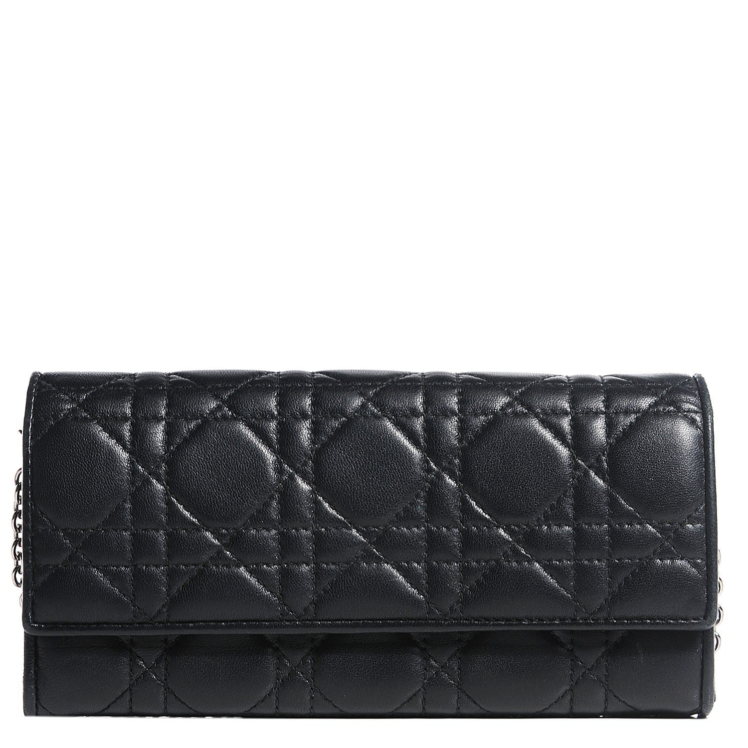 Christian Dior Lambskin Cannage Lady Dior Rendezvous Wallet On Chain Black 1 of 7