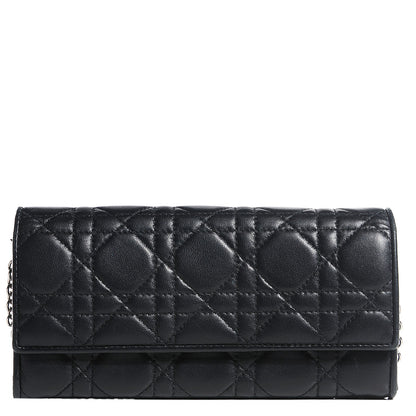 Christian Dior Lambskin Cannage Lady Dior Rendezvous Wallet On Chain Black 1 of 7
