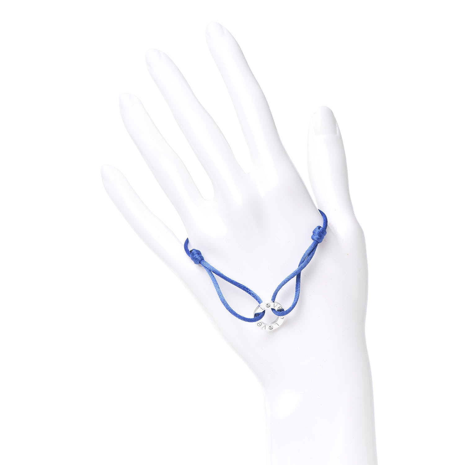 Cartier 18K White Gold Diamond LOVE Adjustable Cord Bracelet Royal Blue 2 of 4