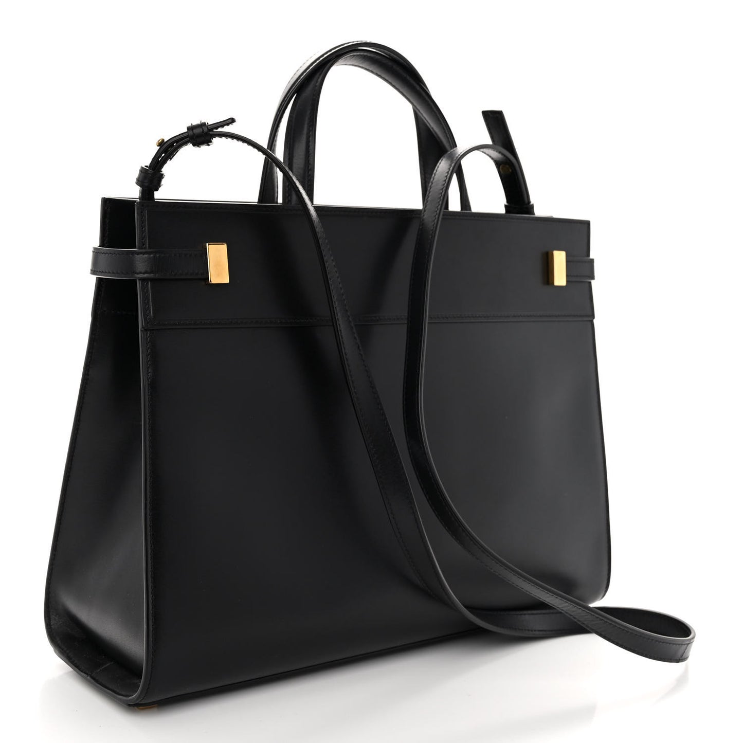Calfskin Small Manhattan Shopper Tote Black