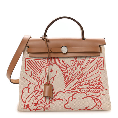 Hermes Vache Hunter Toile Pegase Pop Herbag Zip Retourne 31 PM Capucine 1 of 11