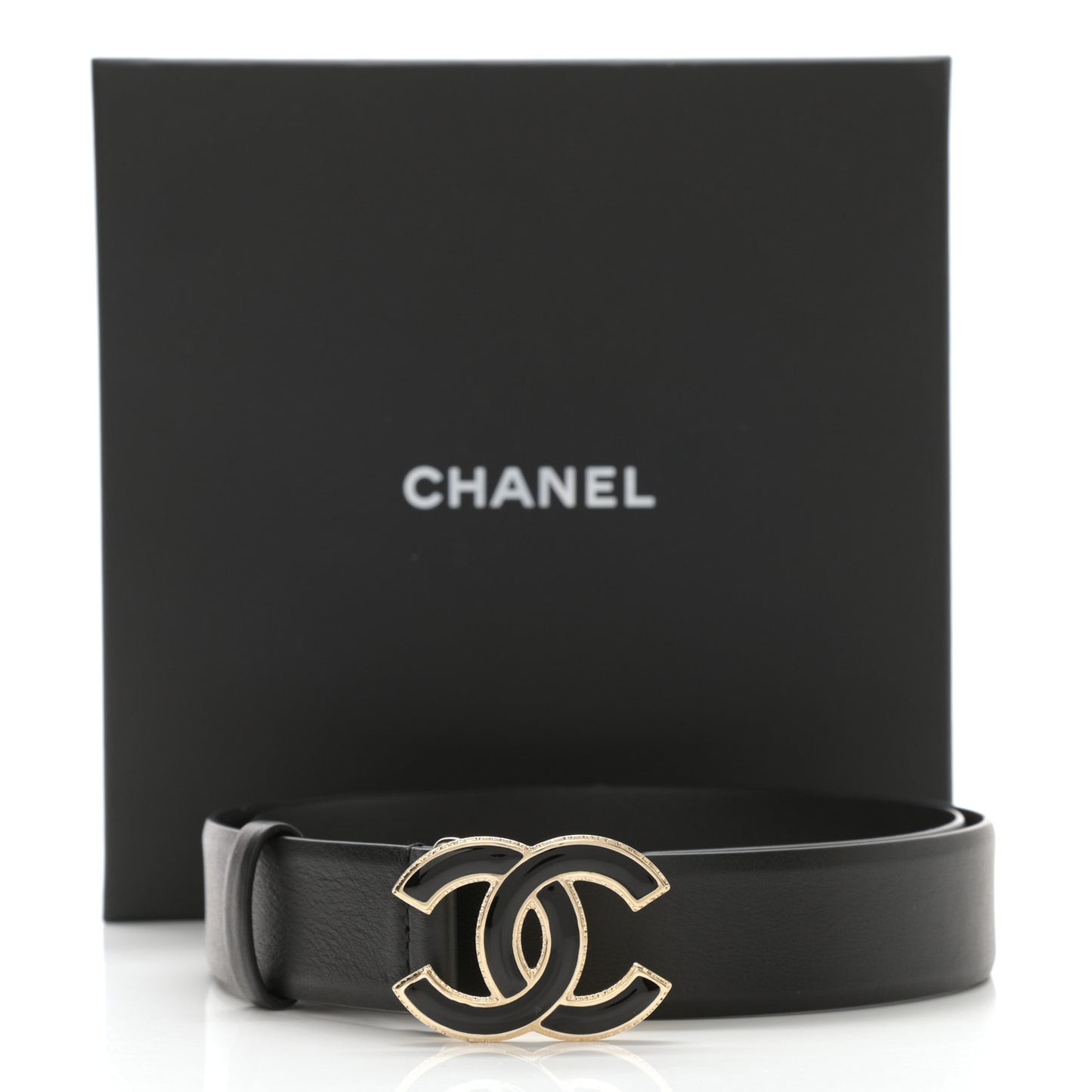 Calfskin Enamel CC Belt 80 32 Black