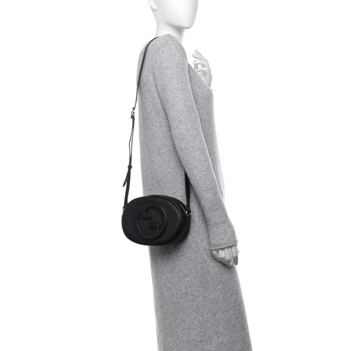 Sakai Be Green Calfskin Diagonal Stitched Mini Blondie Shoulder Bag Black