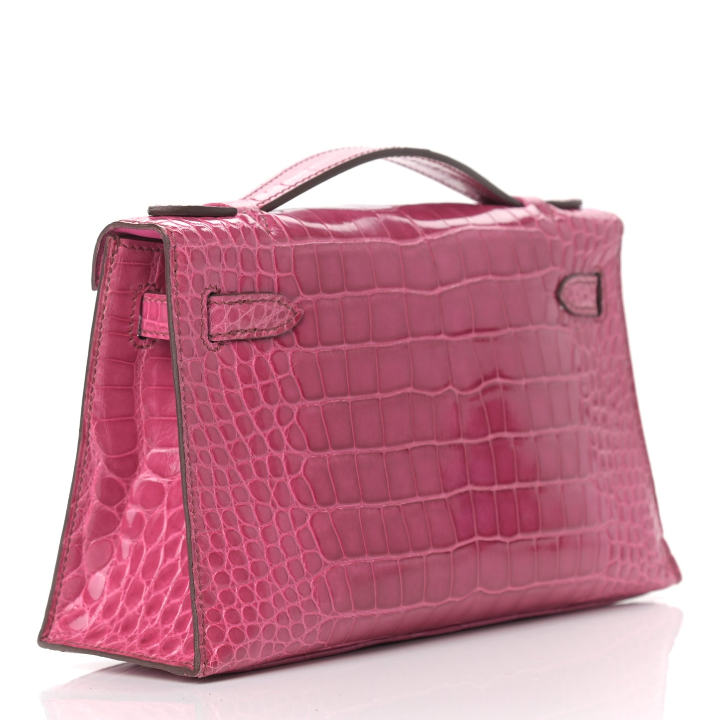 Shiny Alligator Kelly Pochette Fuchsia