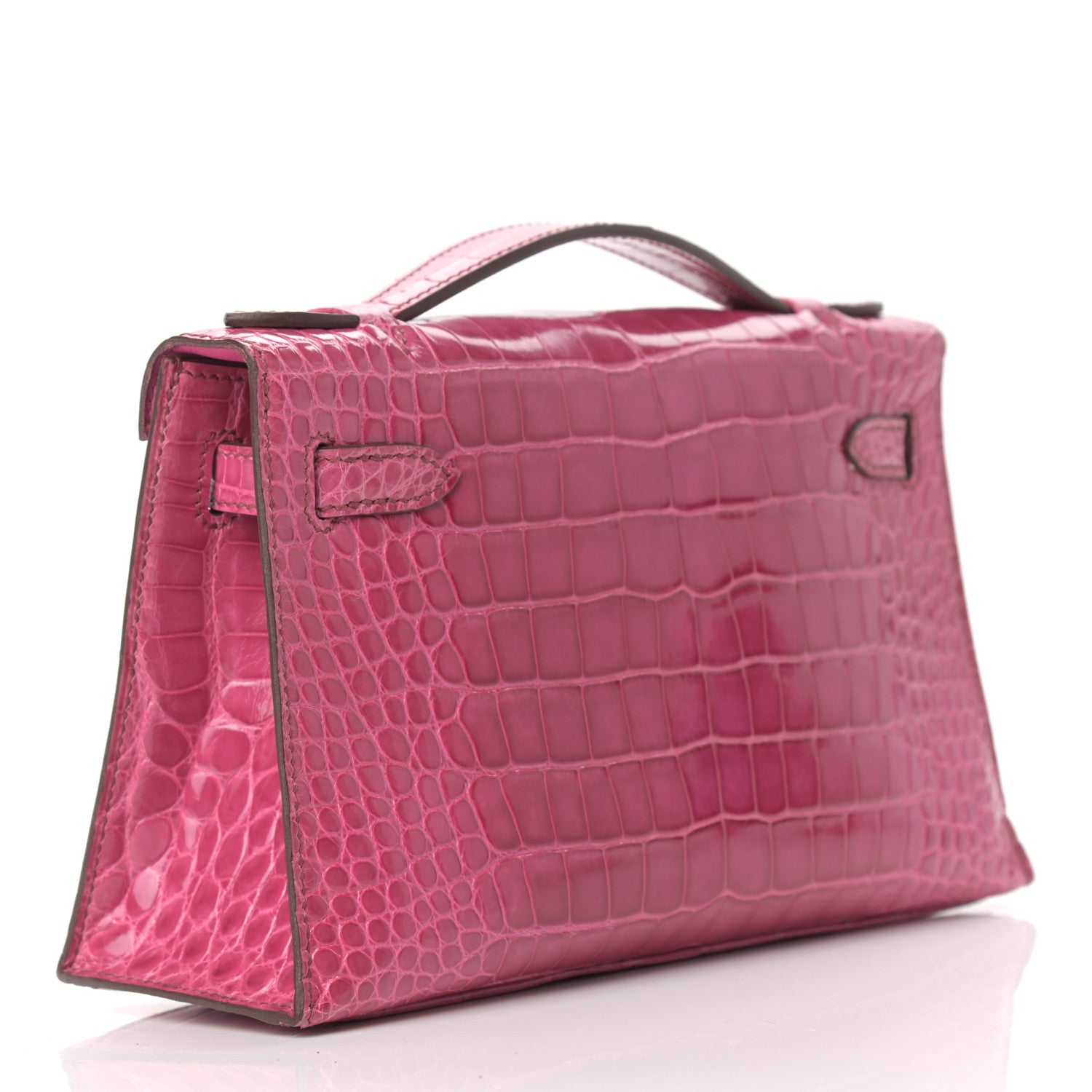 Hermes Shiny Alligator Kelly Pochette Fuchsia 3 of 26