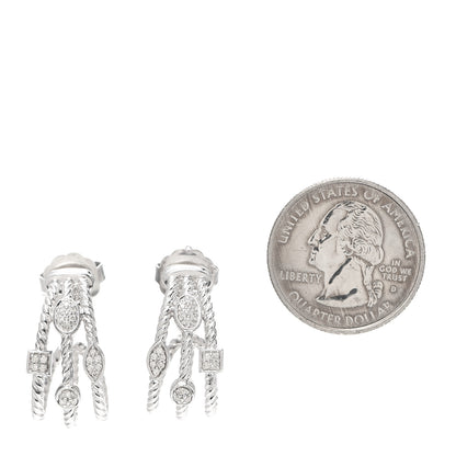 David Yurman Sterling Silver Diamond Confetti 3 Row Earrings 2 of 4