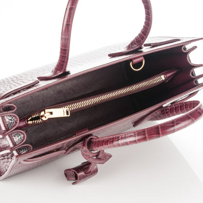 Saint Laurent Calfskin Crocodile Embossed Baby Sac De Jour Bordeaux 5 of 7