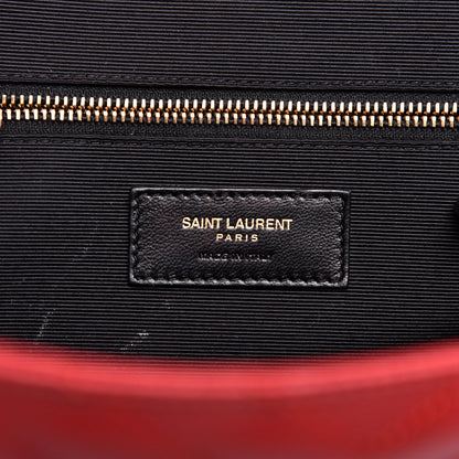 Saint Laurent Grain De Poudre Matelasse Chevron Large Monogram Satchel Lipstick Red 8 of 10