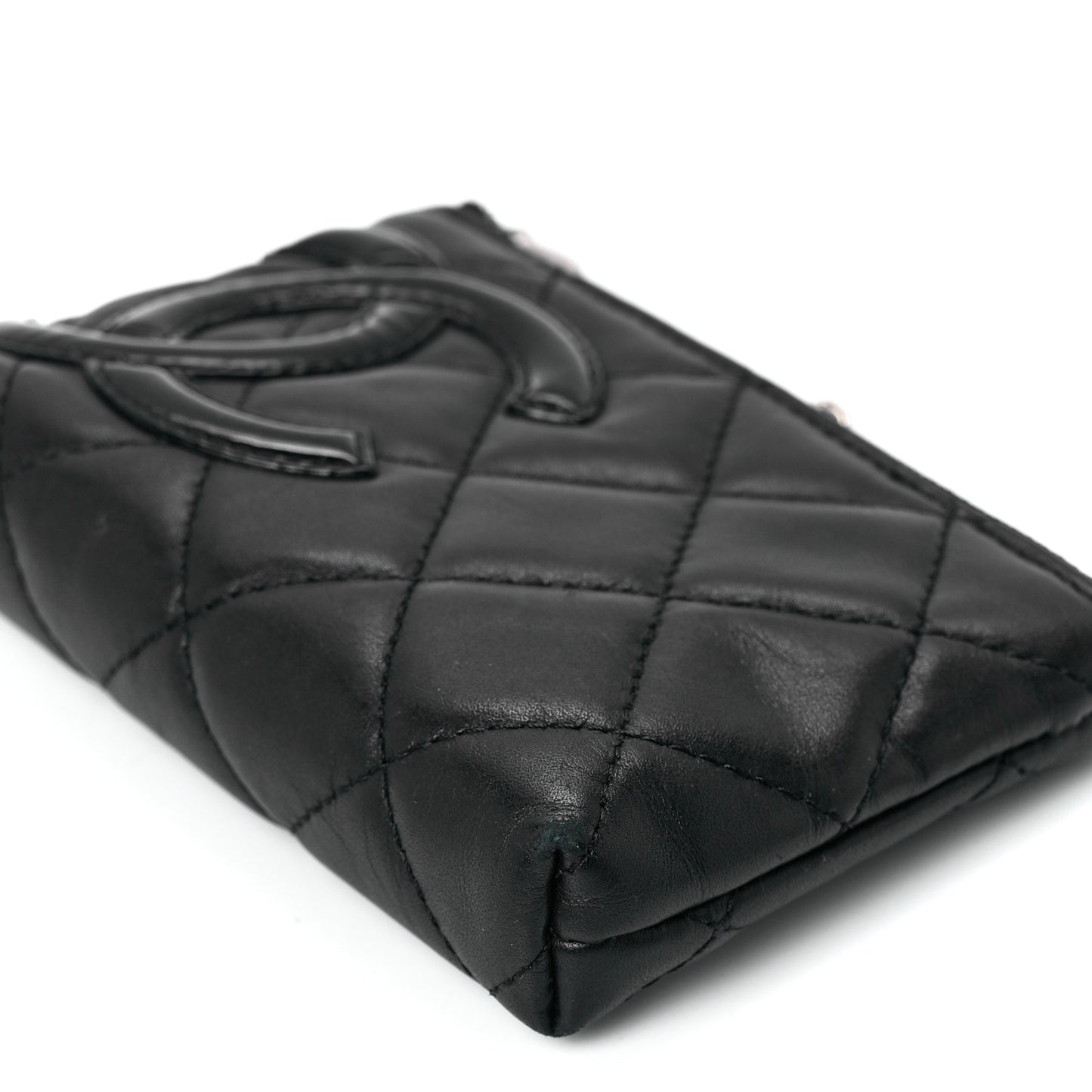 Calfskin Quilted Cambon Key Pouch Black